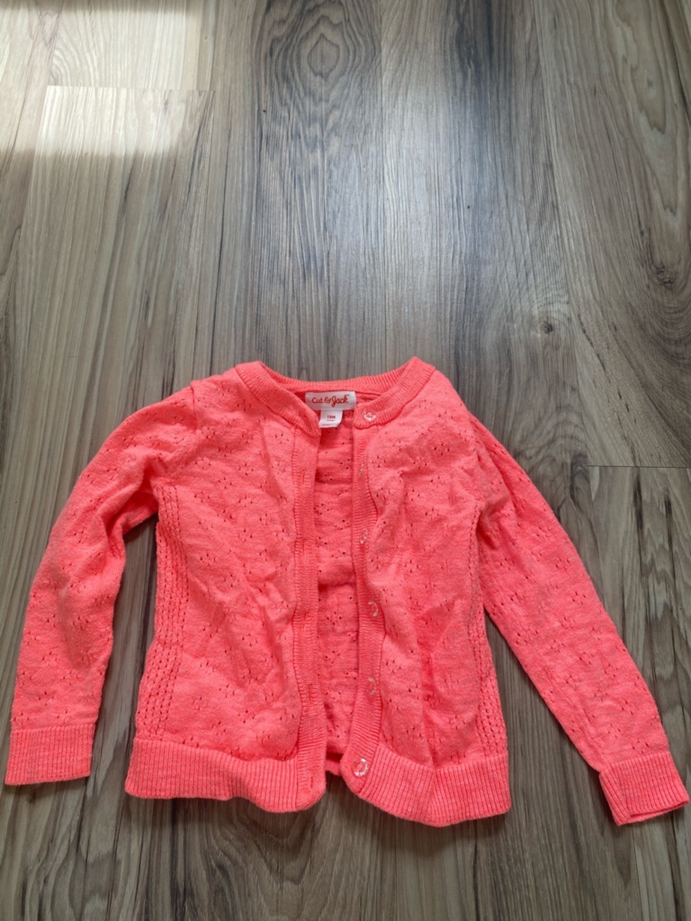 Cat & Jack Bright Coral Open-Knit Button Cardigan - Women